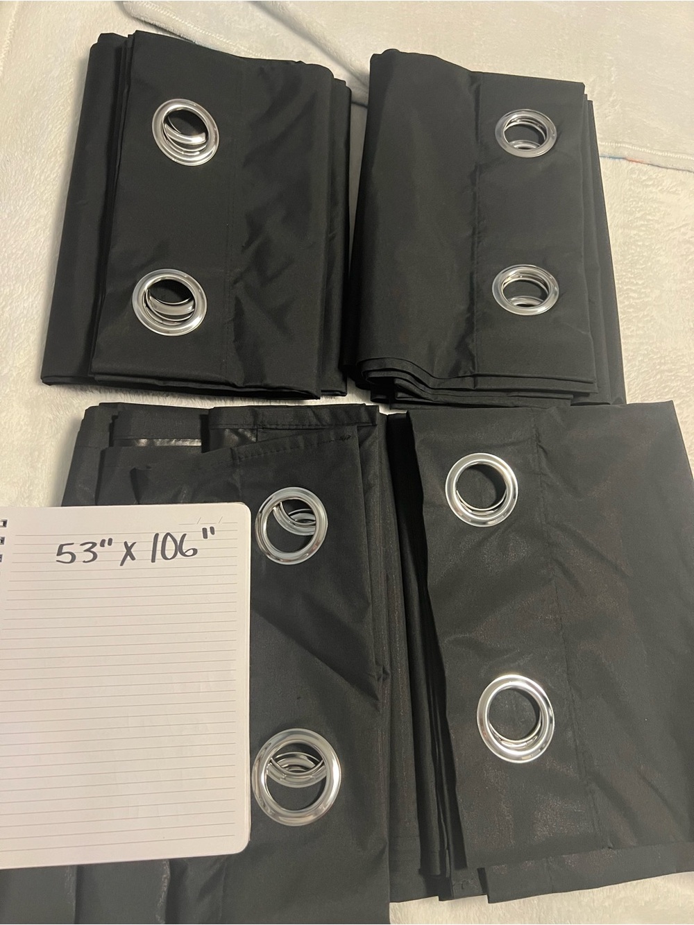 Black Grommet Window Curtain Panels - Set of 4